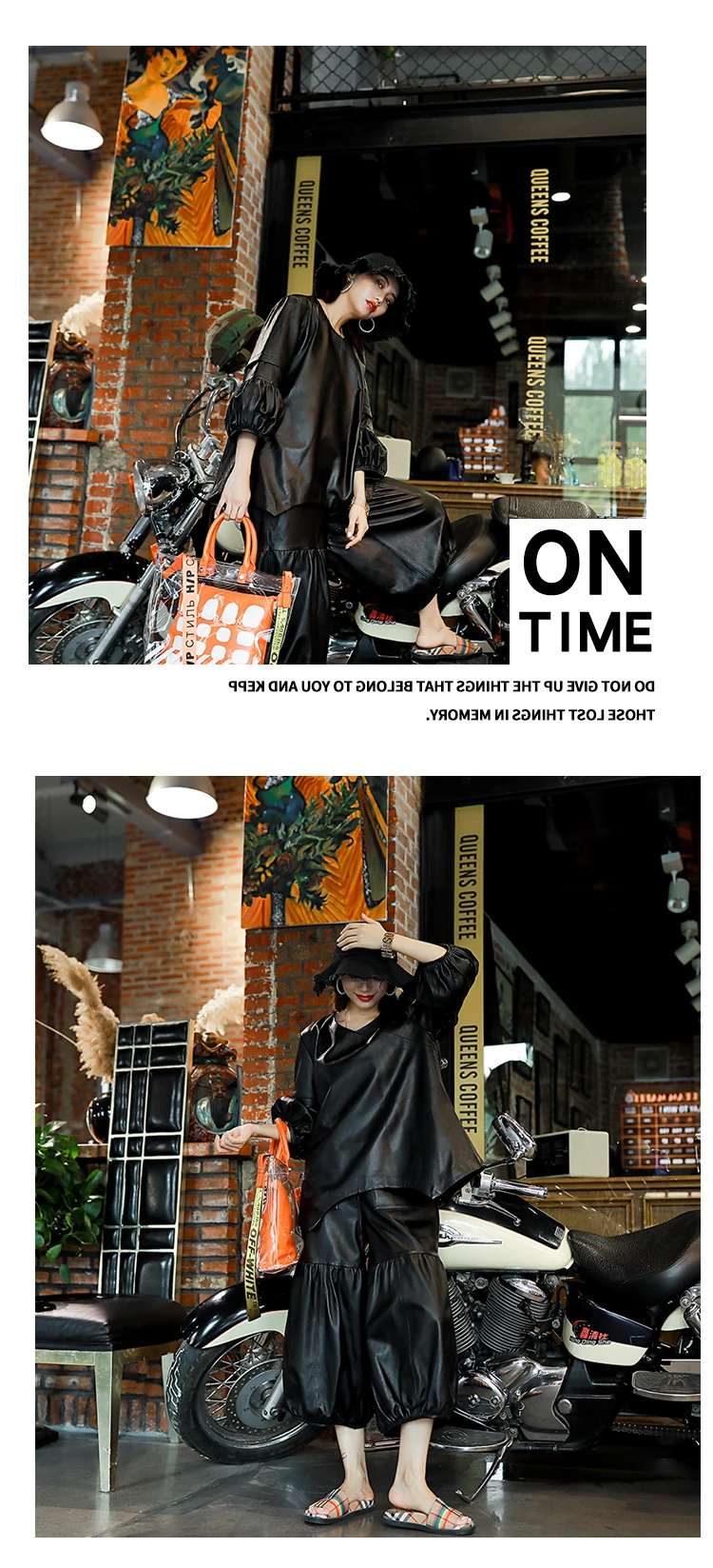 Genuine Leather Blouse Black V Neck Bishop Sleeve Peplum Top Blouse Women Elegant Autumn Vintage Office Lady A Line Blouses