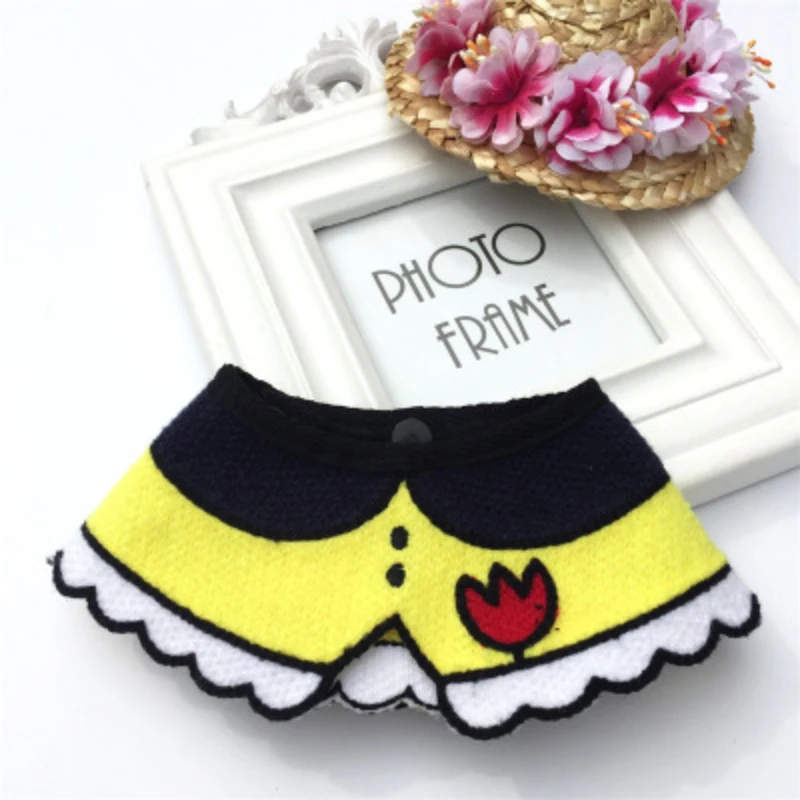 Yellow flower Pet Cat собака слюнявчик полотенце Регулируемый ошейник для питомцев шерсть тканый носовой платок милый щенок нагрудник анти-слюнявчик полотенце - Цвет: Yellow flower