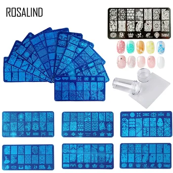 

ROSALIND Rubber stamp for nail stamping plates Stamper Scraper with Cap Template All for manicure Top Gel Stamp for Nail Art