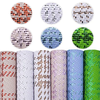 

New 6Pieces/set 20*34cm Gold Weaving Bump Texture Synthetic Leather Patchwork Hair Bow Handbag Phone Case Wallet DIY,1Yc10353