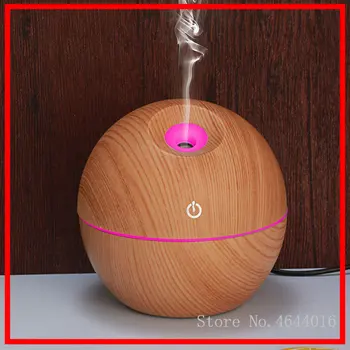 

mini usb 130ml Air Humidifier Wood Grain Aroma Diffuse Desk Humidificador decoration Essential Oil Mist Maker LED Light for Home