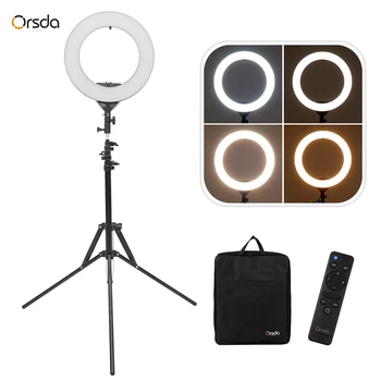 

ORSDA ORB-14T 14 Inch LED Ring Light Studio Photography Fill-in Lamp 3200K-6500K 30W Dimmable Dual USB Charging Port with Tripod