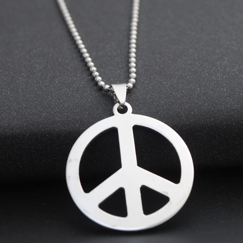 

5 Stainless steel hollow anti-war logo necklace geometric round peace Sign GD peace symbol titanium steel necklace jewelry