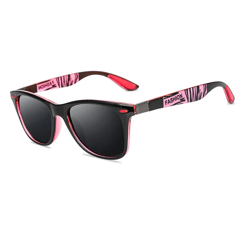 HUHAITANG Роскошные Мужские квадратные солнцезащитные очки поляризованные мужские водительские солнцезащитные очки для женщин брендовые дизайнерские уличные женские солнцезащитные очки - Цвет линз: Black Pink Legs
