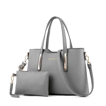 

2019 New Fashion Simple High Capacity Lady Handbags Women's Grey Tote Shoulder Crossbody bags + Wallets 5 color