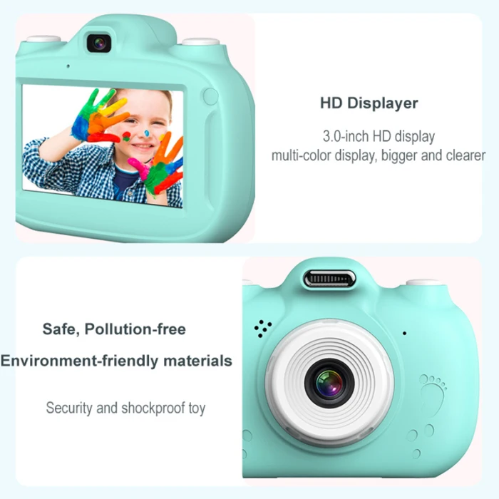 Digital Kids Camera 3Inch TouchScreen Dual Lens Cartoon Photography Birthday Gift OC-shipping