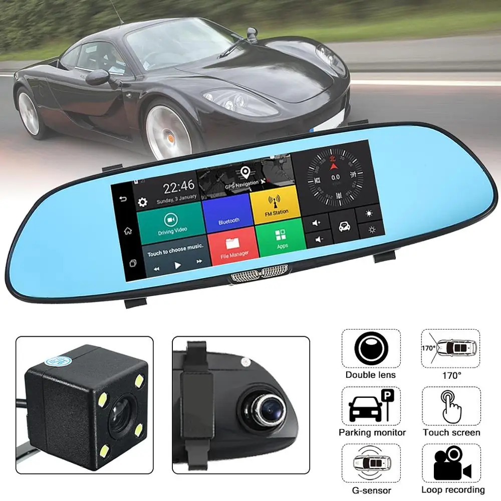 Renoster 1400P HD зеркало заднего вида Dash cam Автомобильный видеорегистратор Камера с автоматической цифровой регистрацией Dashcam Loor видео g-сенсор автомобильная камера - Название цвета: Without Touch Screen