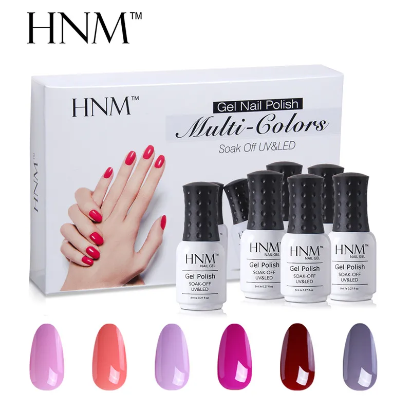 HNM 6pcs/set Nail Art Pure Color 8ML Gel Varnish Sets Nail Polish Kit Manicure UV Gel Lucky Gel Varnish Lacquer DIY For Nail Kit - Цвет: 29