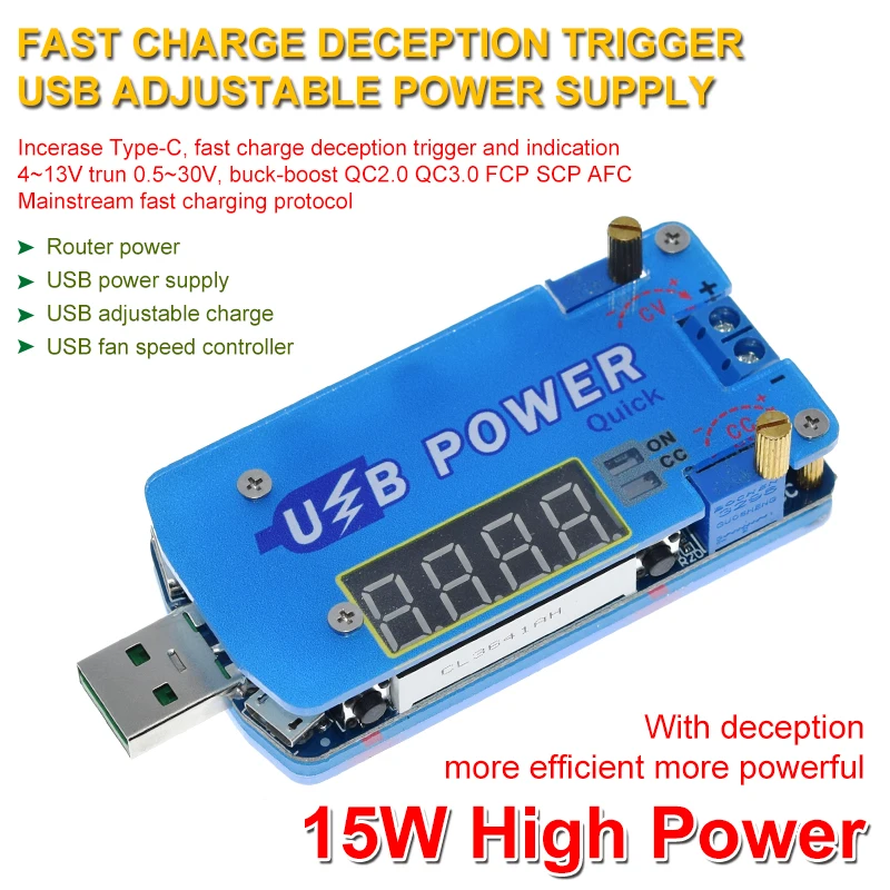 

DP2F DC DC adjustable usb laboratory power supply DC 0.5-30V 15W voltage regulator QC2.0 QC3.0 AFC FCP Quick charge trigger