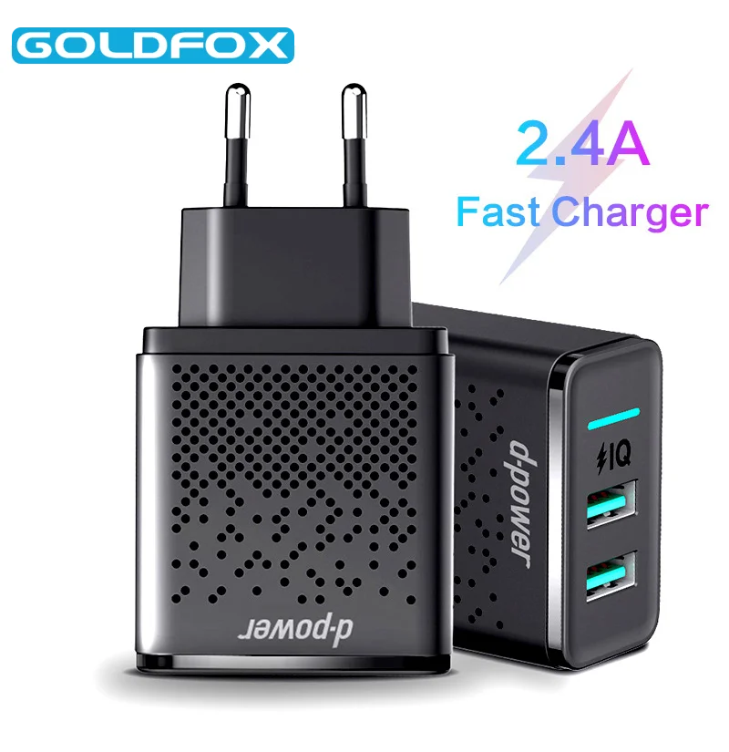 Dual USB Charger 5V 2.4A Fast Charging Wall Charger Adapter EU Plug