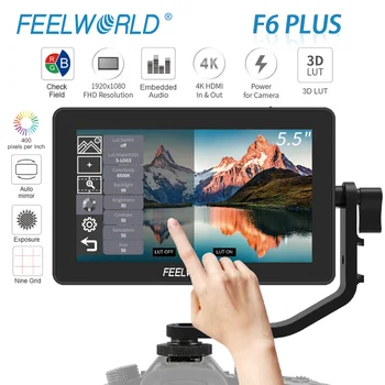 FEELWORLD F6 Plus 5.5 Inch 4K Monitor Full Hd 1920x1080 IPS Touch Screen Camera DSLR Field HDMI Monitors 8.4V DC Input Output