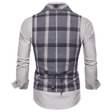 Осенний и зимний мужской стиль Клетчатый двубортный мужской повседневный жилет