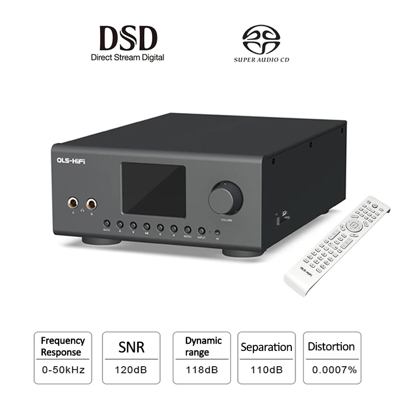 QLS QA860 hifi без потерь цифровой плеер AD1955 DAC LME49720+ OPA2134 24 бит/192 кГц DSD64 коаксиальный/оптический вход FLAC музыкальный плеер