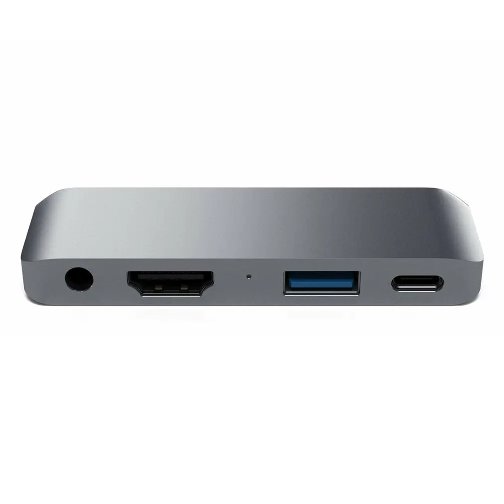 Алюминиевый адаптер type-C к 4K HDMI USB3.0 3,5 мм аудио концентратор адаптер type-C к HDMI/AUX/USB/Pd концентратор адаптер - Цвет: Серый