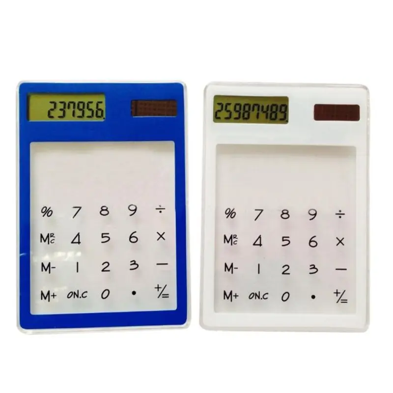 Ручной прозрачный научный калькулятор ЖК-дисплей 8-значный Сенсорный экран ультра тонкий калькулятор на солнечной батарее для студенческим пакетом Office