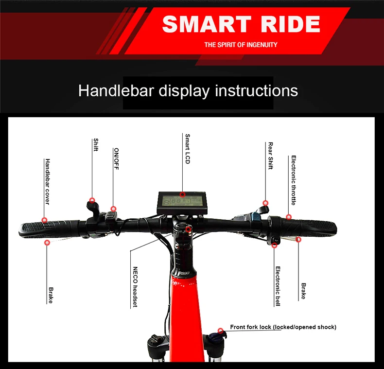 Excellent 26inch electric mountain bicycle 48V400W high speed motor Lightweight frame hidden lithium battery lcd3 electric ebike 7