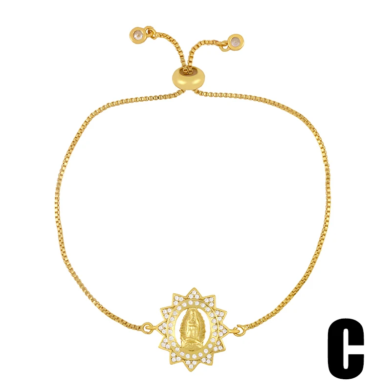 Gold Plated Virgin Mary Bracelets For Women Copper CZ Crystal Bracelet Religious Jewelry Gifts virgen de guadalupe brtc44 bracelet jewelry