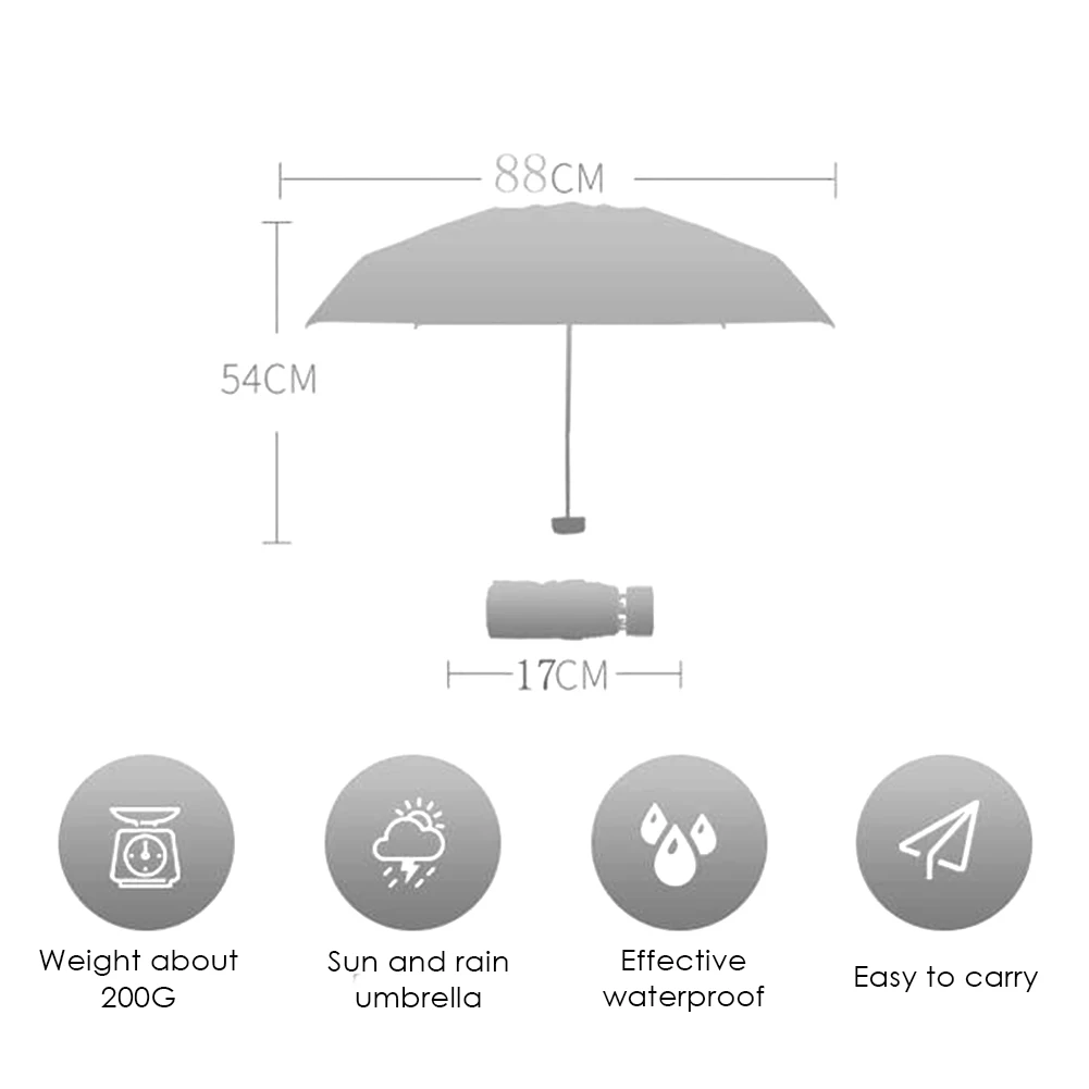 18 видов стилей 180 г Сверхлегкий карманный мини зонтик от дождя, Ветрозащитный прочный 5 складных солнцезащитных зонтов, портативный свежий солнцезащитный зонтик