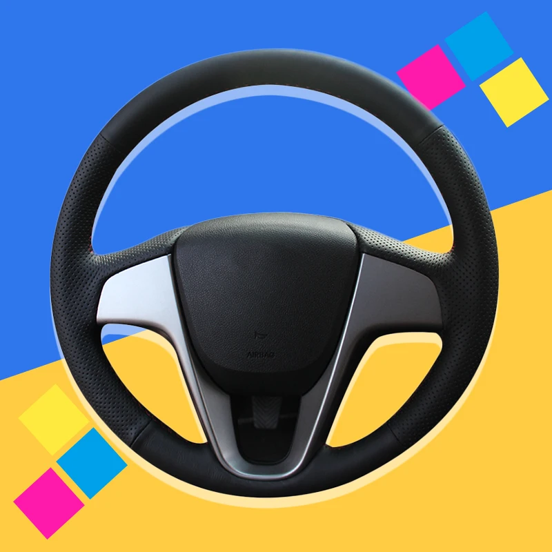 

Auto Braid On The Steering Wheel Cover for Hyundai Solaris (RU) 2010-2016 Verna 2010-2016 i20 2009-2015 Accent Car Car-styling