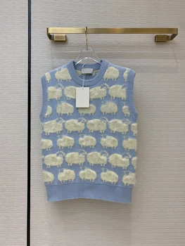

2020 Autumn New Arrival Sheep Cloud Jacquard Knitted Vest Sweater