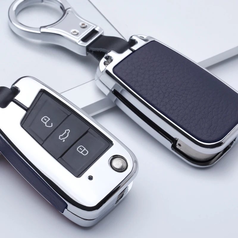 

Zinc alloy Leather Car Key Case For Volkswagen VW Golf Bora Jetta Polo GOLF Passat Skoda Superb Octavia A5Fabia SEAT Ibiza Leon