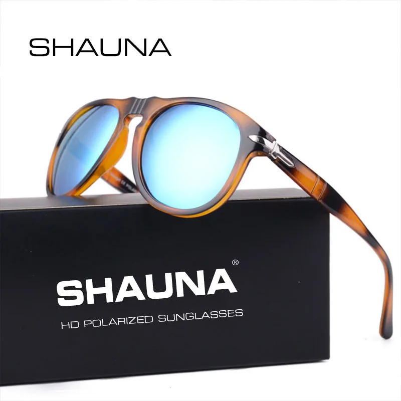 SHAUNA HD Polarized Pilot Sunglasses Men Brand Designer Amber Frame Blue Mirror Shades Women UV400