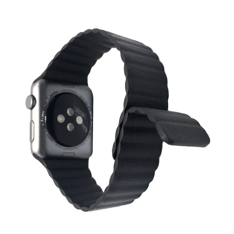 Новые часы ремешок для наручных часов Apple Watch 4 5 40/44 мм Кожаная двойная Магнитная застежка на запястье для Apple Watch Series 1, 2, 3, ремешок 42 мм