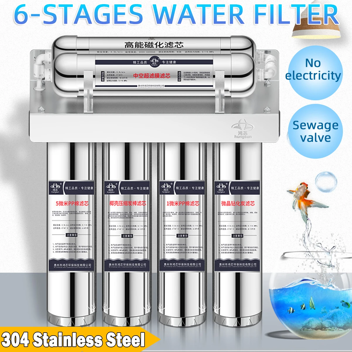 Home Kitchen 6 Stage Water Filters Stainless Steel Water Purifier Filter System Direct Drink Faucet Household Water Ultra filter|Water Filters| - AliExpress