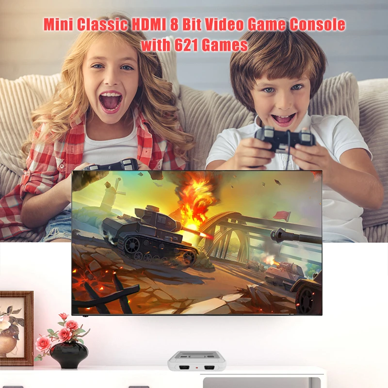 ALLOYSEED Ретро камер Мгновенной Печати Mini 8 бит HDMI/AV TV видео игровая консоль встроенный 621 футболки с принтами на тему классических игр детство малыш портативными игровыми Автомобильный плеер