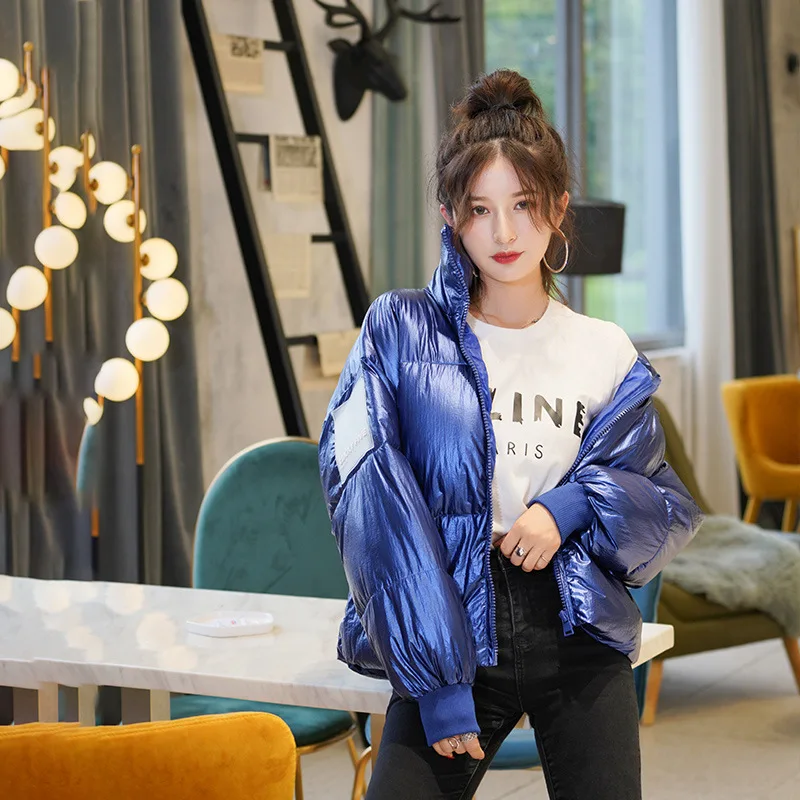 

New Glossy Female Jacket Parka 2019 Winter Jacket Women Fashion Windproof Padded Down Parkas Female Coat Women Puffer Jacket