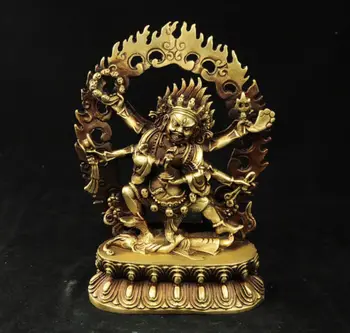 

Exquisite Tibet Brass Buddhist Vajra 6 Arms Mahakala Buddha Statue ,for Protect Pray