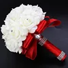Ramo romántico para boda de satén blanco, decoración de flores de espuma, ramo de rosas de novia para boda, 1 unidad ► Foto 2/6