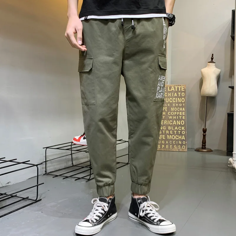 

Men Vintage Cargo Pants Mens Pockets Joggers Hiphop Pants Male Sweatpants Korean Autumn Overalls Fashion