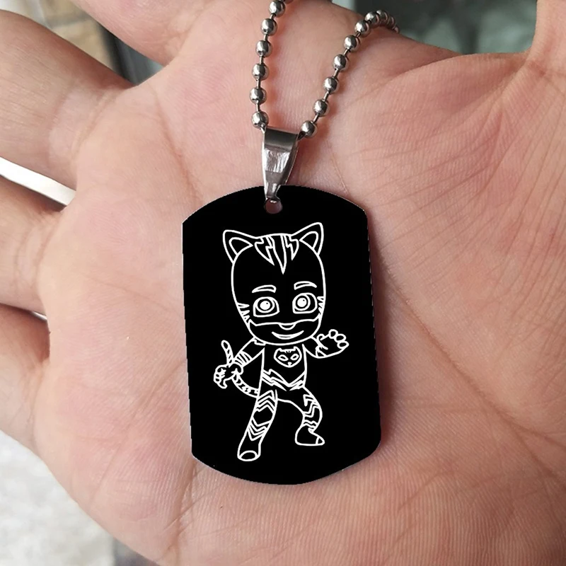 Pj Juguete маска из нержавеющей стали черный кулон в маске пижамы маски Catboy Owlette Gekko ожерелье игрушки для мальчиков подарок S54