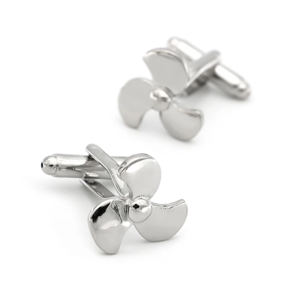 Men's Propeller Cuff Links Quality Copper Material Silver Color Seaman