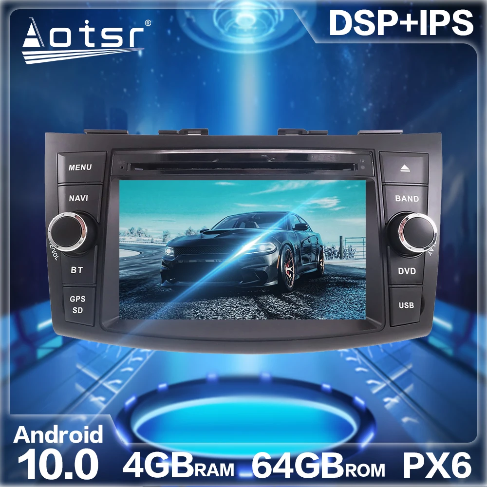 Aotsr Android 10 4 Гб + 64 ГБ Автомобильный радиоплеер GPS навигация DSP для SUZUKI SWIFT 2011