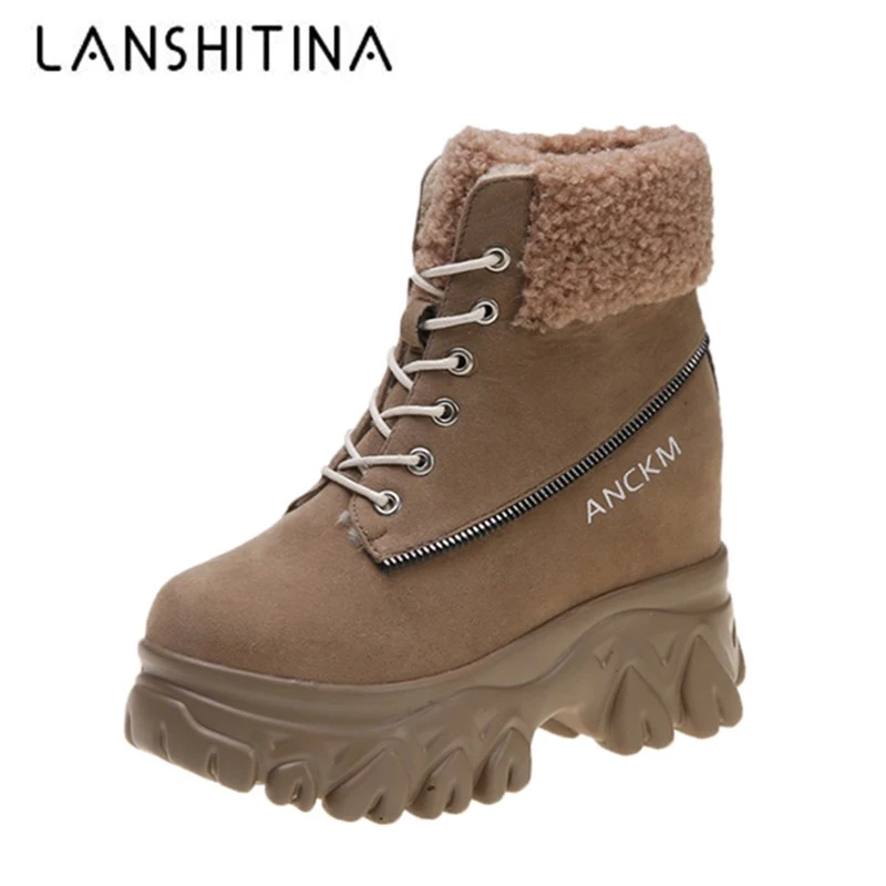 Botines Tipo Tenis Forrados de con Plataforma Alta para Mujer, Botas Cortas con Cremallera y