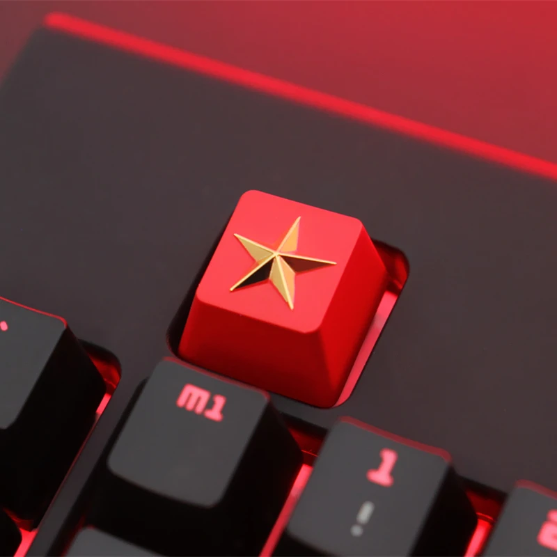 1 PCS Communist Party or Pentagram Personalized Embossed Zinc Aluminum Metal Keycap Mechanical Keyb