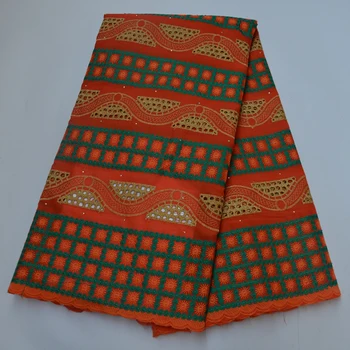 

Embroidered stones African cotton dry lace fabric eyelet high quality french Nigerian Swiss voile lace in Switzerland for party