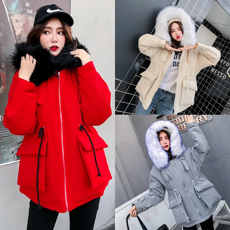 

Y11003 Dehaired Angora Core-Spun Yarn Short Coat Women's Large Fur Collar Brushed And Thick BF Workwear Cotton-padded Clothes