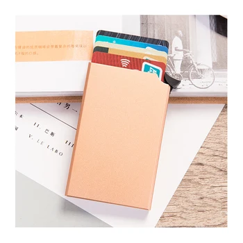 

BISI GORO 2020 New Metal Men Card Holder Rfid Blocking Metal Aluminum Box Mini Wallet Automatic Pop Up Ultra-thin ID Card Case