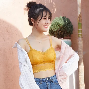 

Women Sports Bra Sexy Mesh Brathable Sports Top Push Up Female Sweet Lace Seamless Underwear Feme