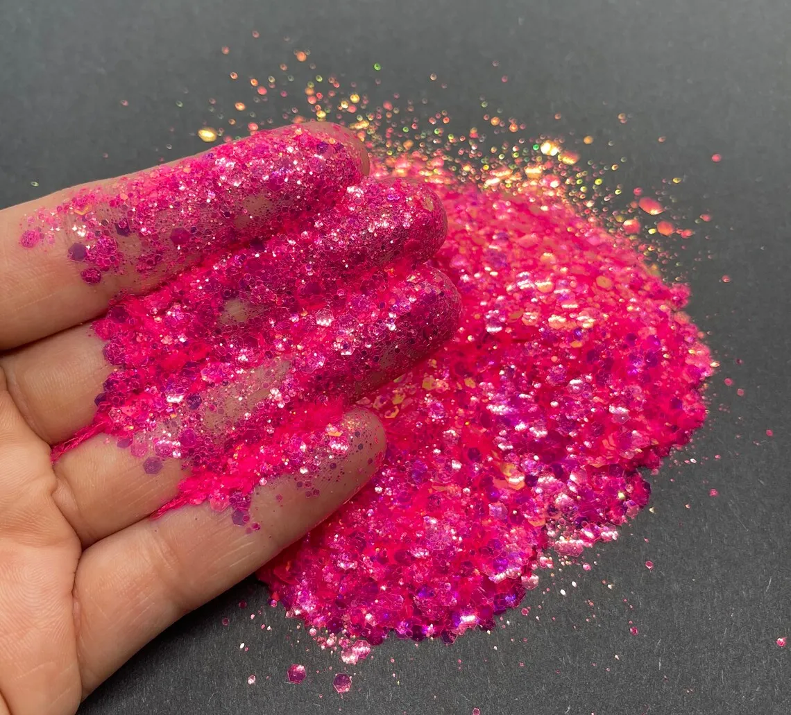 DISCO NIGHTS, Chunky Glitter, Holographic Glitter, Black Glitter, Glitter  for Tumblers, Glitter for Slime, Glitter for Nails, Cosmetic Grade 