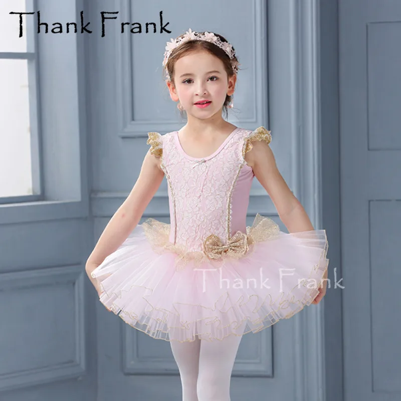 Vestidos de Ballet rosa para niñas, traje de Ballet con tutú de Lago de  cisne de encaje dorado, ropa de bailarina con lazo para niños, vestido de  baile de princesa para niños -