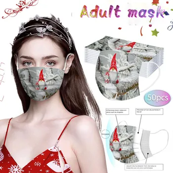 

50pcs Christmas Masks for Adult 3 Ply Disposable Protective Facemask Earloop Mouth Cover Non-woven Mask Mascarillas Mascaras