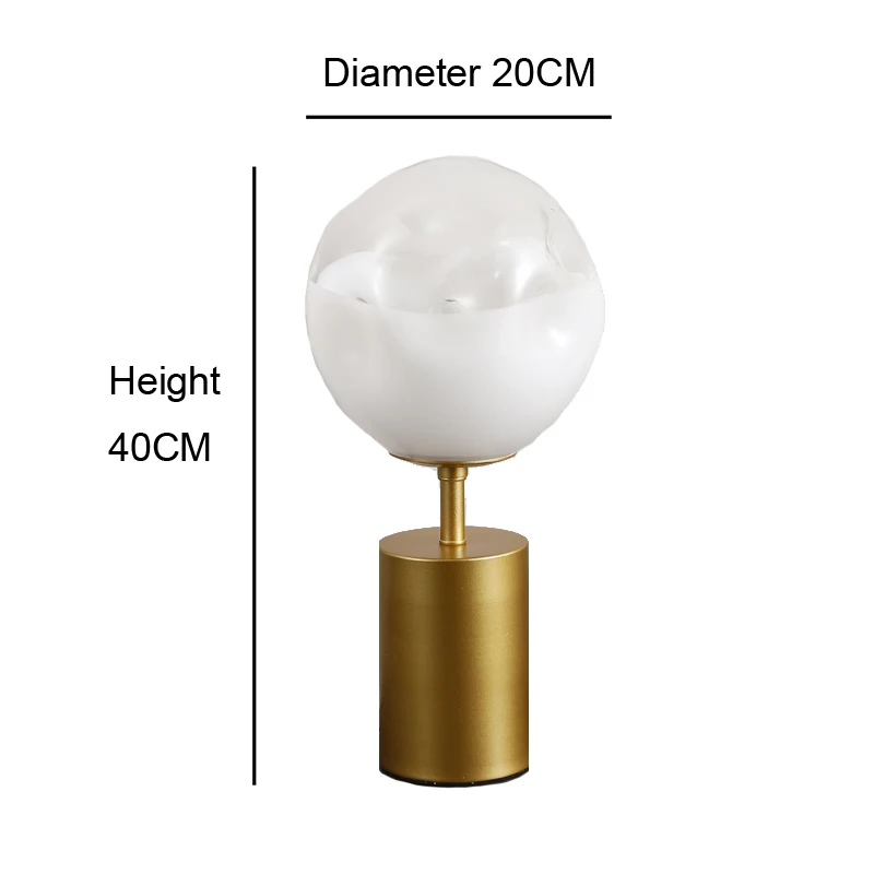 Медный латунный расплав Европейский пост современный светодиодный Настольный светильник простой минимализм Настольный светильник с стеклянные шары Золотой настольная лампа для чтения - Lampshade Color: Table lamp