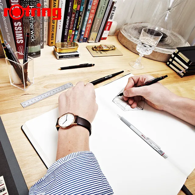 Rotring 600 מכאני עפרונות 0.5mm 0.7mm מקצועי ציור שרטוט עטים מתכתי גוף משושה בעל|Mechnicl Pencils|  -2