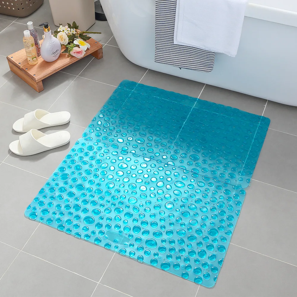 

2020 Tasteless Rubber Bath Mat 3D Cobblestone Pattern Hotel Bathroom Non-slip Mat Shower Room Floor Mat Bottom 170 Suction Cups