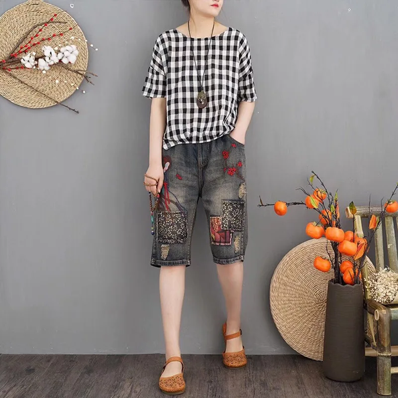 Max LuLu, модные корейские летние женские джинсовые брюки в стиле панк, женские эластичные джинсы с вышивкой и дырками, винтажные разорванный гарем, штаны