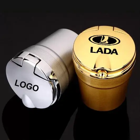 

For Lada car ashtray LADA NIVA XRAY XCODE Vesta 4x4Vision Concept with LED lights with lid creative ashtray car accessories
